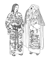 A coloring page of japanese clothing